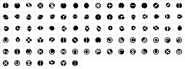 BlackFlag Regular  glyph index