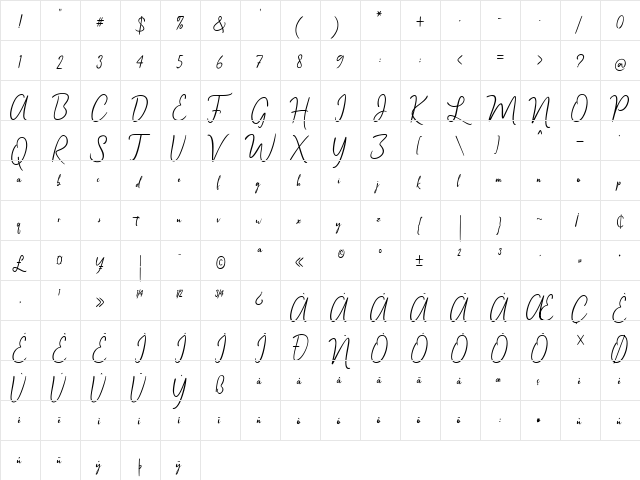 Someday Regular  glyph index