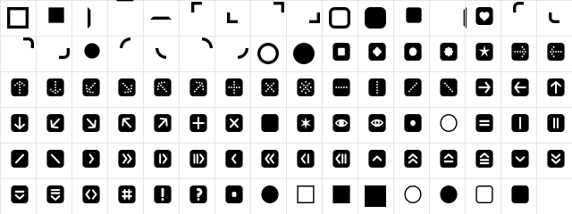 ButtonBonus RoundedNegative  glyph index