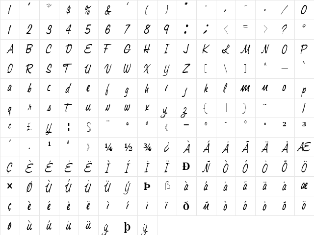 ExPertType50 Regular  glyph index