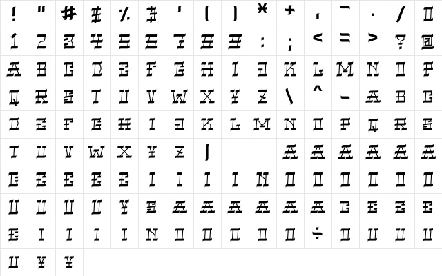 VIRGIL BLACK NARROW Regular  glyph index