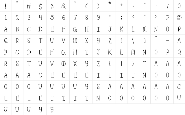 Pom Pom Regular  glyph index
