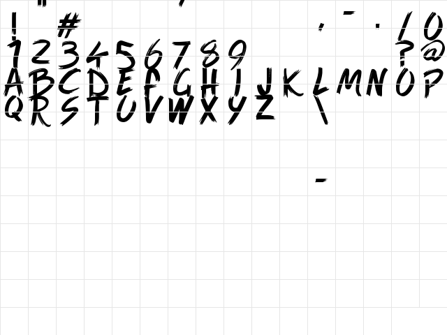 Game of Brush Regular  glyph index