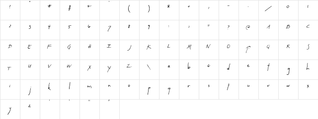 Toupee Artsy Regular  glyph index