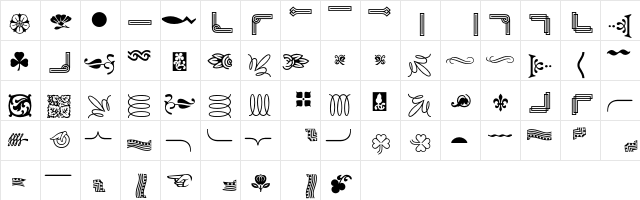 Borders Ornaments P06 Regular  glyph index