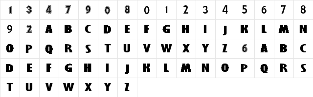 Russel-ORB Regular  glyph index