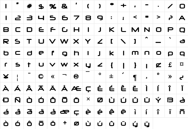 Neuropol Bold  glyph index