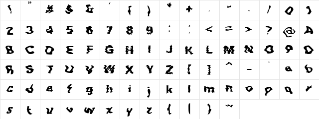 BN-Buzz! Regular  glyph index