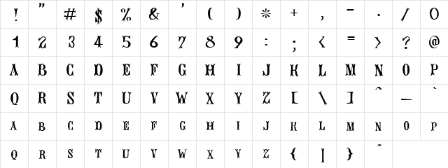 Cargeer Killer Regular  glyph index