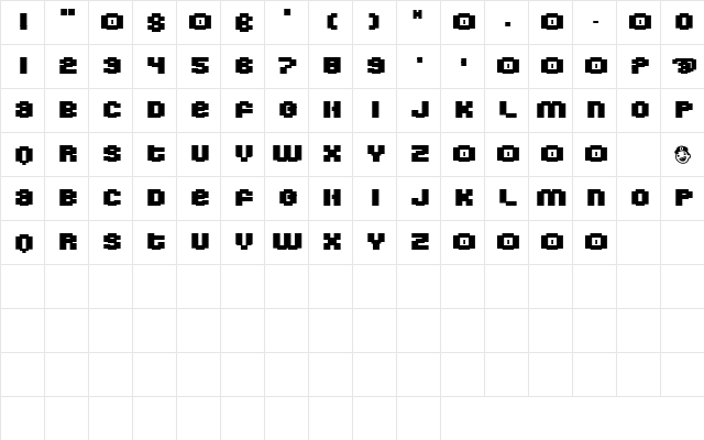 SugarBoy Regular  glyph index