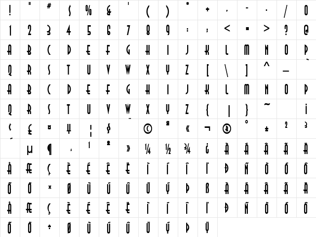Astrid Long  glyph index