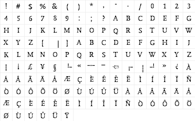 ScalaJewel Diamond Regular  glyph index