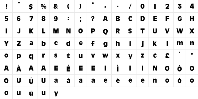 Niagara Regular  glyph index