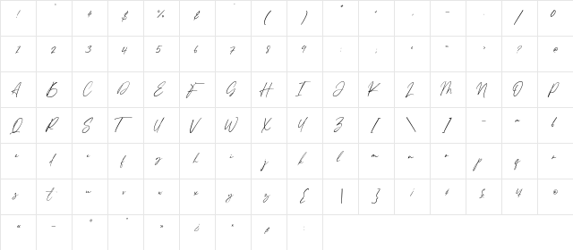 Almondita Regular  glyph index
