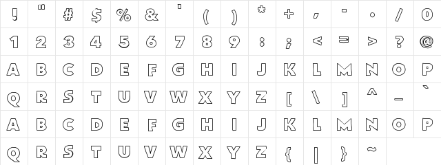 FlatBreadOutline Medium  glyph index