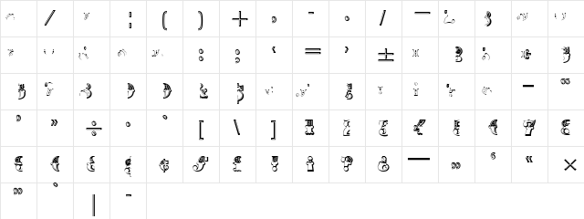 Madame Regular  glyph index
