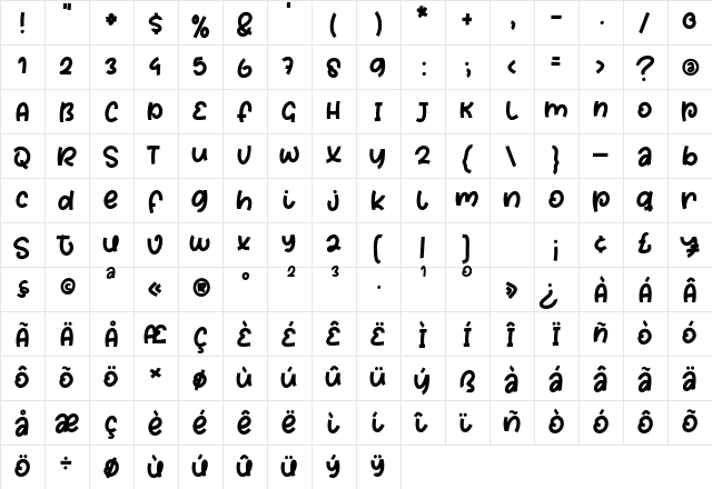 Fresh Lemon Regular  glyph index