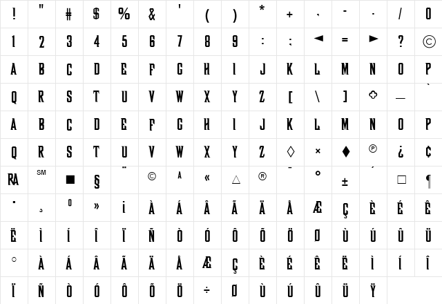 CgWoodBlock Medium  glyph index