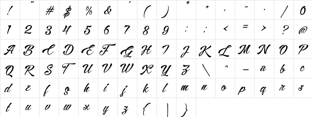 Alisandra Demo Regular  glyph index