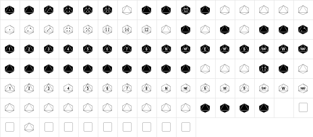 DPoly Eight-Sider Regular  glyph index