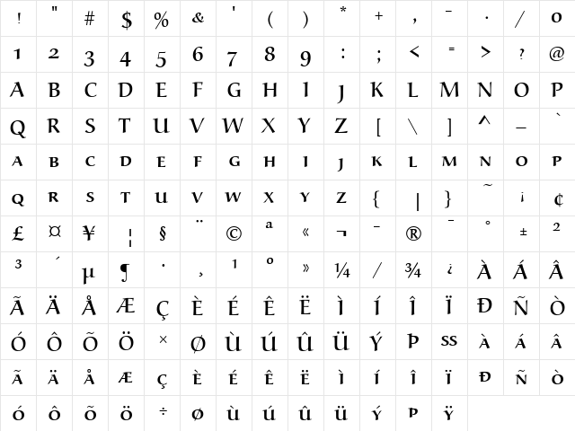 URW Alcuin SC T Regular  glyph index