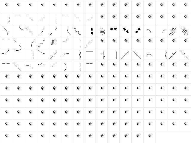 Routes B Regular  glyph index