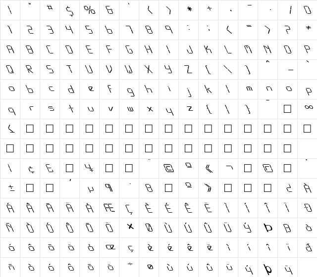 FZ DIGITAL 10 LEFTY Normal  glyph index