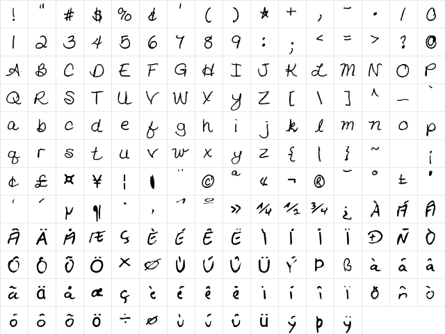 QEDawnKing Regular  glyph index