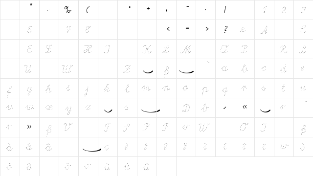 Lapunkt Regular  glyph index