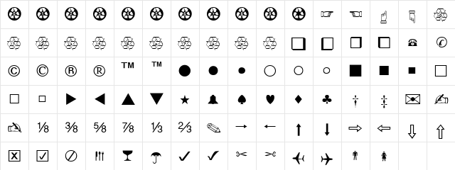 Expert-Dingbats Normal  glyph index