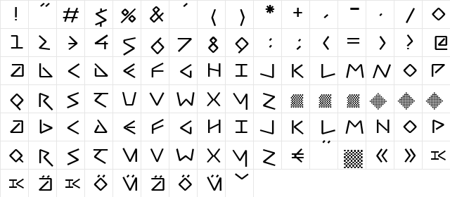 UncialHundred Regular  glyph index