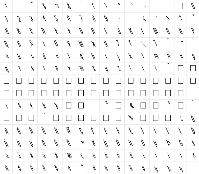 FZ BASIC 49 LEFTY Normal  glyph index
