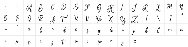 Cherishia Demo Regular  glyph index