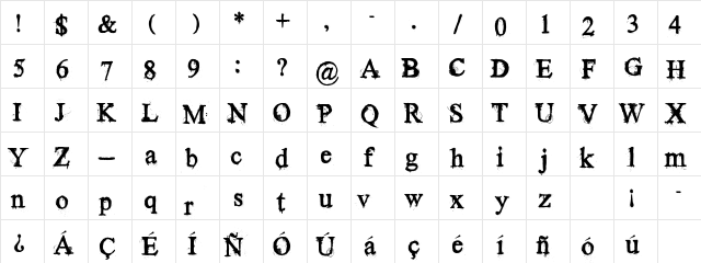 Times New Yorker Regular  glyph index