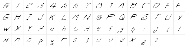 Mondo Messo Fonto Italic Regular  glyph index