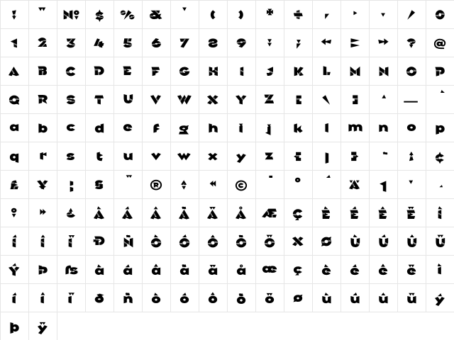 Griffin DynamoCapitals  glyph index