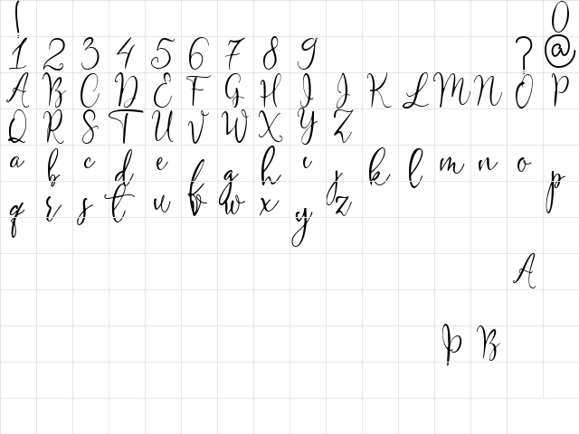 Rodriguez Demo Regular  glyph index