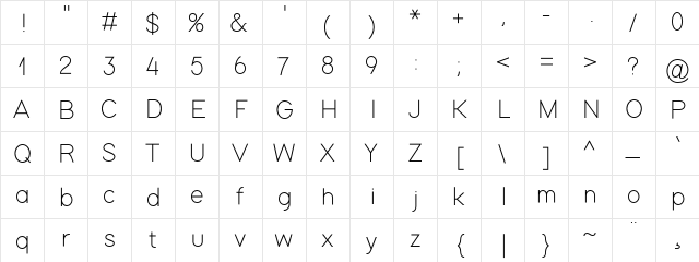 Modern_Sans_Light Light  glyph index
