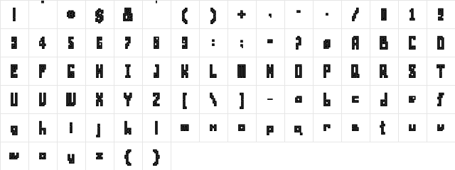 Pype Heavy  glyph index