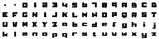 billieBob Regular  glyph index
