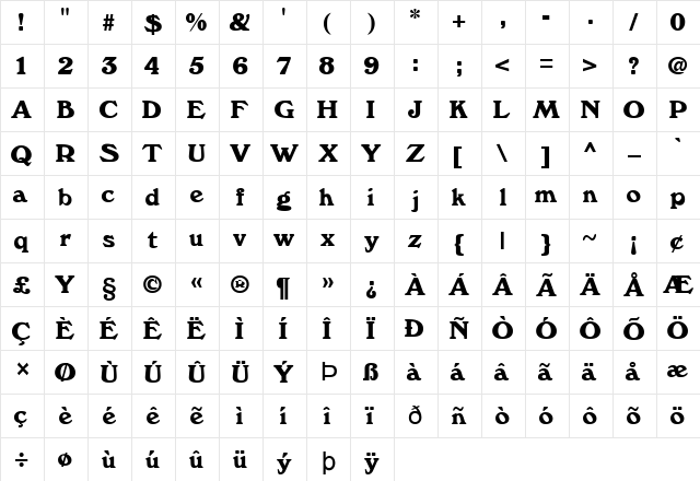 FZ ROMAN 12 Normal  glyph index