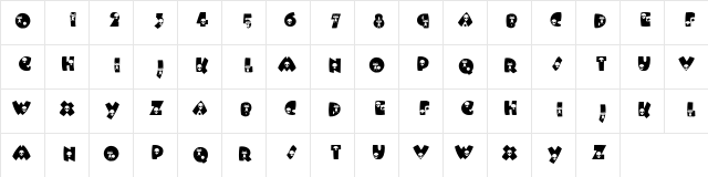 KR Alien Regular  glyph index