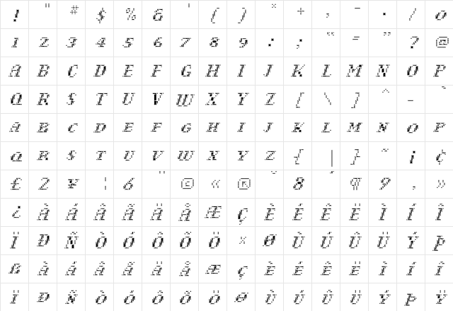 Narly Light  glyph index