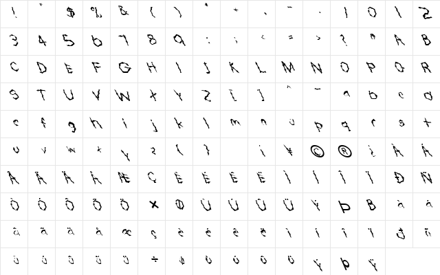 FZ WACKY 57 LEFTY Normal  glyph index