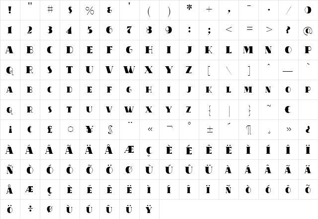 Attention Regular  glyph index