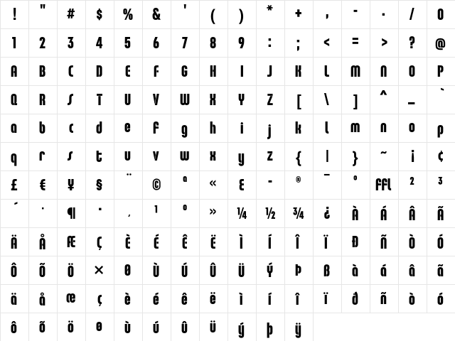 ChaletComprime LosAngeles  glyph index
