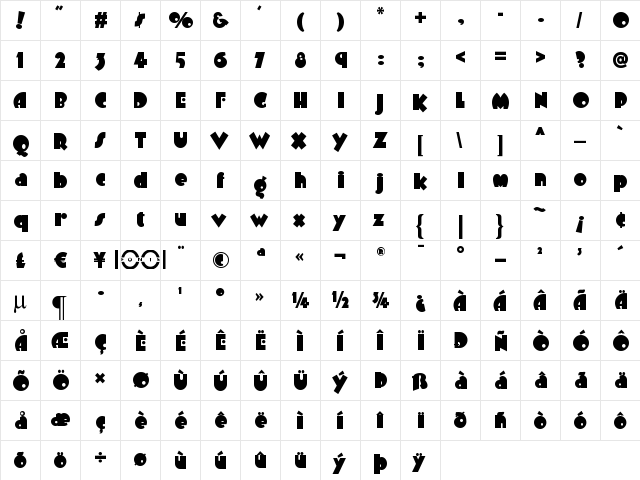 Arbuckle Remix NF Regular  glyph index