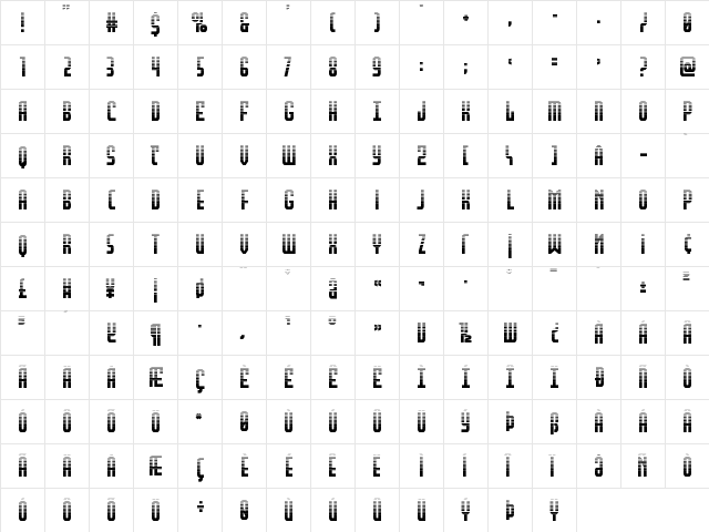 Peace & Houston Halftone Regular  glyph index