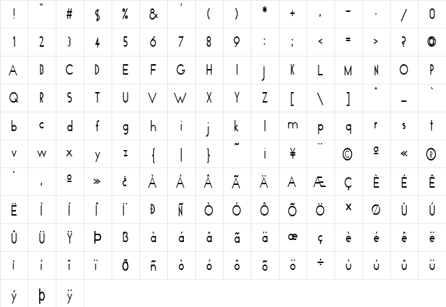 FZ BASIC 19 COND Normal  glyph index