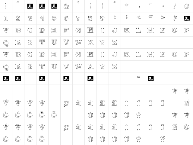 Maldita Comebolsas Regular  glyph index